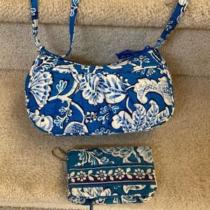 VERA BRADLEY CROSSBODY MINI BAG/ COIN -ID WALLET/ BLUE-WHITE